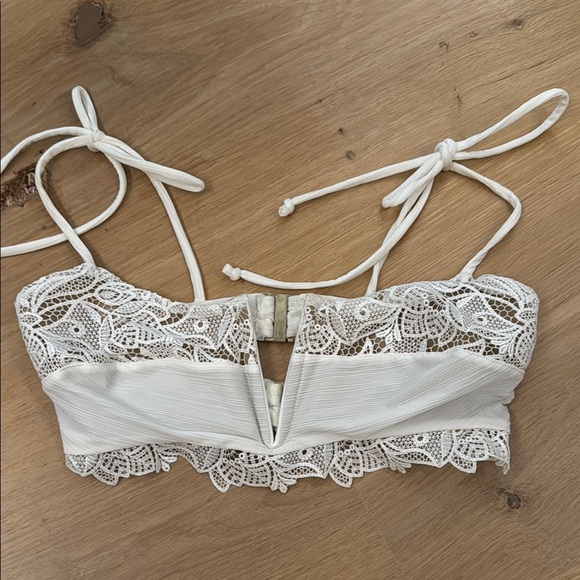 For Love And Lemons Other - For Love And Lemons White Lace Swim Bra